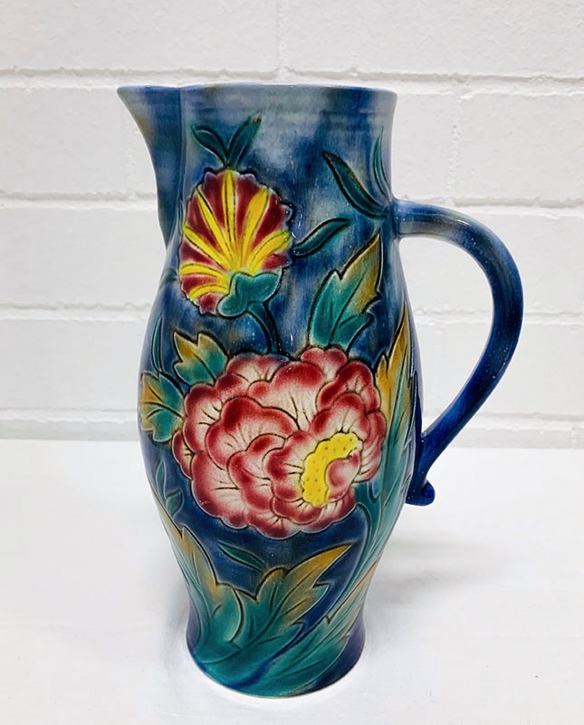 English pottery jug, handpainted. Also vases, from Crown Devon, Beswick, Wade, Price Brothers.