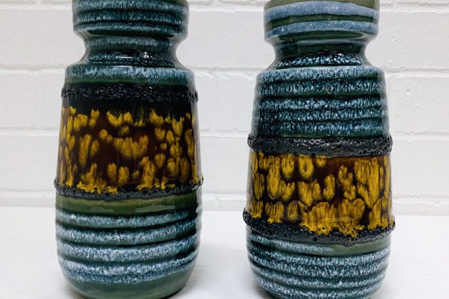 West German pottery. Vases, jugs, also Australian studio pottery, pre-70's