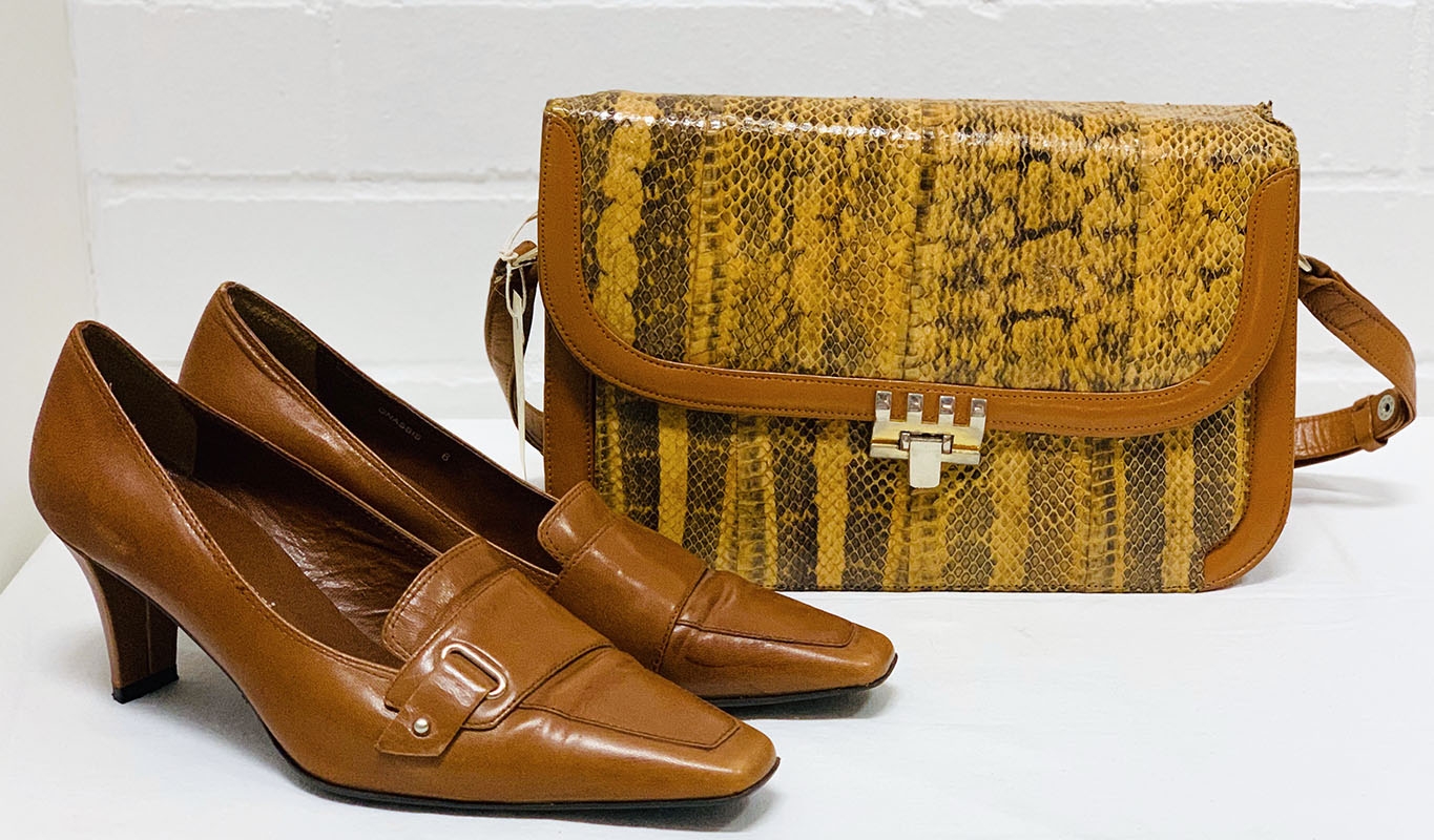 Leather shoes and handbags, genuine crocodile, snake, eelskin, leather, quality brands. Menswear also available.